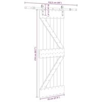 Schuifdeur met beslag 70x210 cm massief grenenhout - thumbnail