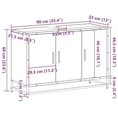 Wastafelkast 90x33x60 cm bewerkt hout sonoma eikenkleurig
