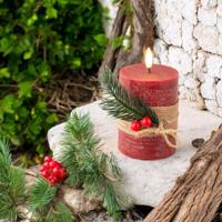 LED kaars Lumineo Rood ø 7,5 x 13 cm Rustiek (AA) - thumbnail