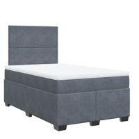 Boxspring met matras fluweel donkergrijs 120x200 cm - thumbnail