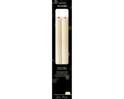 Dinerkaars LED ribbel 24cm creme 2 st.
