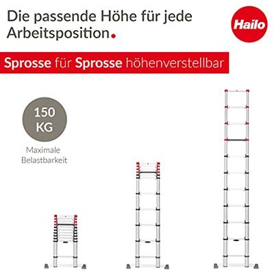Hailo t80 aluminium telescoopladder 11 treden + stabilisatiebalk 103-322 cm