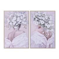 Schilderij Home ESPRIT Wit Groen Blommor Shabby Chic 80 x 3,5 x 120 cm (2 Stuks) - thumbnail