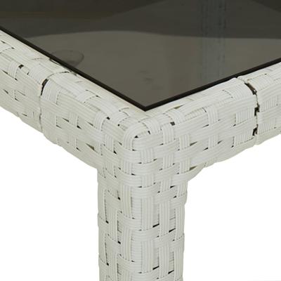 Tuintafel 250x100x75 cm poly rattan en gehard glas wit - thumbnail