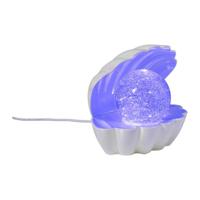 Schelp met glitter parel - wit - 17x15x12 cm - thumbnail