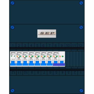 SEP 6 groepenkast 6 aardlekautomaten B16 30mA + kookgroep aardlekautomaat B16 30Ma 1F
