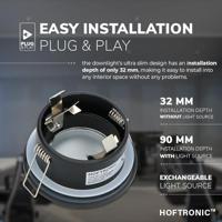 6x Porto LED Inbouwspots - Dimbaar - 4 Watt 4000K - Neutraal Wit - IP44 Zwart - thumbnail
