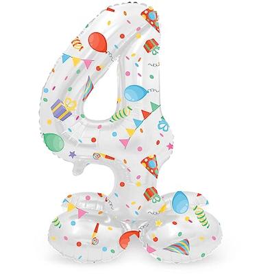 Folat BV Staande folieballon joyful party cijfer 4 -72cm