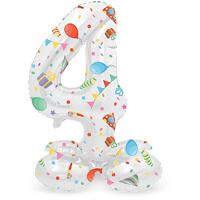 Folat BV Staande folieballon joyful party cijfer 4 -72cm - thumbnail