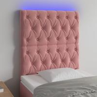 Hoofdbord LED 80x7x118/128 cm fluweel roze - thumbnail