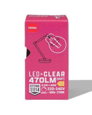 HEMA Led kogel clear E14 4.2W 470lm dim