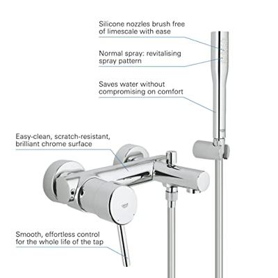 GROHE Concetto badkraan met omstel en koppelingen met douchegarnituur chroom 32212001 - thumbnail