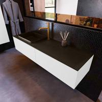 Badkamermeubelset Mondiaz Erin 150 cm met 2 Lades met RIDGE Wastafel Links Urban met 1 kraangat Greeploos Mat Talc - thumbnail