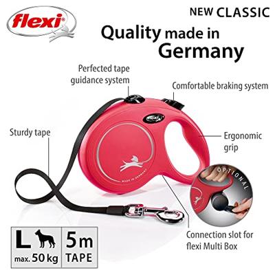 Flexi Rollijn Hondenriem Classic Rood L 5m - thumbnail