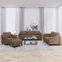 4-delige Loungeset met kussens stof bruin - thumbnail