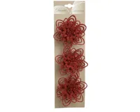 Bloemclip 3x10cm kerst rood 3st - thumbnail
