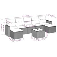 8-delige Loungeset met kussens poly rattan beige - thumbnail