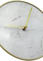 NeXtime NE-5222WI - Tafelklok - Ø 20 Cm - Glas / Metaal - Wit - &apos;Marble&apos; - thumbnail