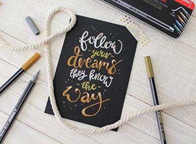 STABILO Pen 68 metallic viltstift, 8 kleuren, metalen doos van 8 stuks