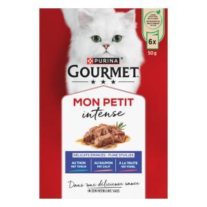 Gourmet Mon Petit Intense met tonijn, zalm en forel natvoer kat 4 x (6 x 50 g)