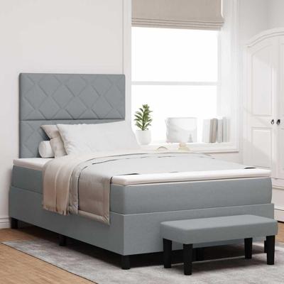 Boxspring bed met matras Lichtgrijs 120 x 190 cm Stof