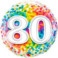 Folie Ballon 80 Jaar Met Confettipint 45 Cm Leeftijd Feestartikelen - Ballonnen - thumbnail