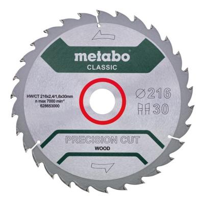 Metabo PRECISION CUT WOOD CLASSIC 628653000 Cirkelzaagblad 216 x 30 x 1.6 mm Aantal tanden: 30 1 stuk(s)