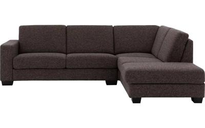 Goossens Hoekbank N-joy Divana Met Ligelelement bruin, stof, 2,5-zits, stijlvol landelijk met ligelement links