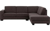 Goossens Hoekbank N-joy Divana Met Ligelelement bruin, stof, 2,5-zits, stijlvol landelijk met ligelement links - thumbnail