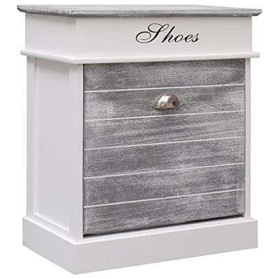 VidaXL Schoenenkast 50x28x58 cm paulowniahout grijs VidaXL Schoenenkast 50x28x58 cm paulowniahout grijs