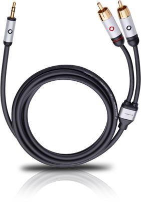 Oehlbach i-Connect J-35/R Cinch / Jackplug Audio Aansluitkabel [2x Cinch-stekker - 1x Jackplug male 3,5 mm] 3.00 m Zwart Vergulde steekcontacten