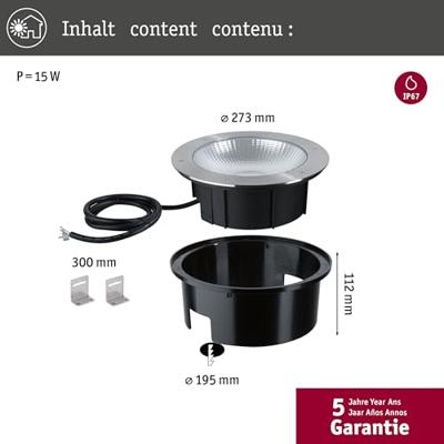 Paulmann Durea 260 94656 Vloerinbouwlamp LED 15 W RVS Paulmann Durea 260 94656 Vloerinbouwlamp LED 15 W RVS