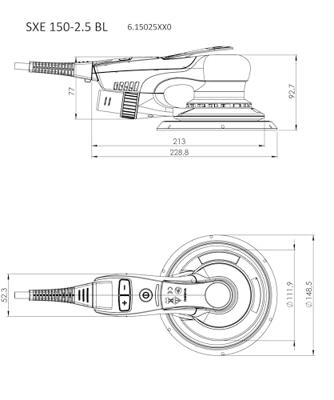 Metabo SXE 150-2.5 BL Excenterschuurmachine | 350 W | 150 mm | 4000 - 10000 /min - 615025000