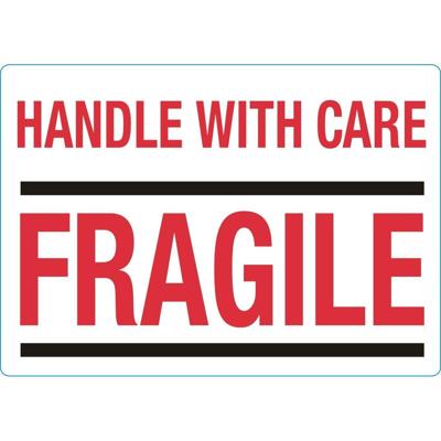 Waarschuwingsetiket handle with care 500 stuks