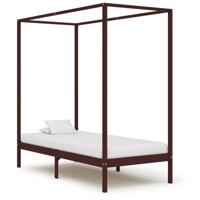 Hemelbedframe massief grenenhout donkerbruin 100x200 cm - thumbnail