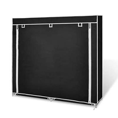 VidaXL Schoenenkast met hoes 115x28x110 stof zwart VidaXL Schoenenkast met hoes 115x28x110 stof zwart