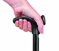 Dynalife wandelstok Zwart comfortgrip handvat rechts 76-99 cm - thumbnail