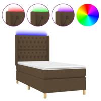 Boxspring met matras en LED stof donkerbruin 100x200 cm - thumbnail