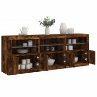 Dressoir met LED-verlichting 181,5x37x67 cm gerookt eikenkleur - thumbnail