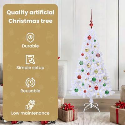 Kunstkerstboom met 150 LED Wit 120 cm PVC en staal