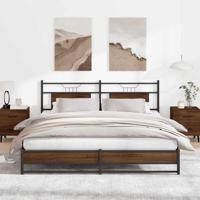 Bedframe zonder matras bewerkt hout bruin eikenkleur 160x200 cm - thumbnail