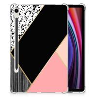 Samsung Galaxy Tab S9 Back Cover Zwart Roze Vormen - thumbnail