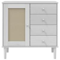 Dressoir SENJA 80x40x80 cm rattan look massief grenenhout wit - thumbnail