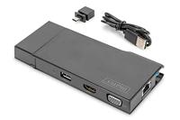 DIGITUS USB-C Travel Docking Station - 7 Poorten - 1x HDMI, 1x VGA (4K@30Hz) - 2x USB 3.0 / USB 2.0 - RJ45 LAN, Kaartlezer - Zwart - thumbnail