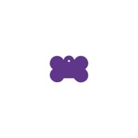 Hondenpenning in botvorm, aluminium, violet, incl. dubbelzijdige wensgravure 3 x 2 cm. - thumbnail