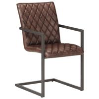 Eetkamerstoelen 2 st echt leer bruin - thumbnail
