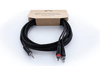 Cordial 14857 Jackplug / Cinch Audio Y-adapter [1x Jackplug male 3,5 mm - 2x Cinch-stekker] 5 m Zwart PVC-mantel, Tweelingkabel