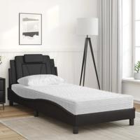 Bed met matras kunstleer zwart 90x190 cm - thumbnail