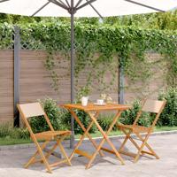 3-delige Bistroset stof en massief hout beige - thumbnail