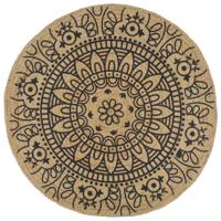 VidaXL Vloerkleed handgemaakt met donkerblauwe print 150 cm jute - thumbnail